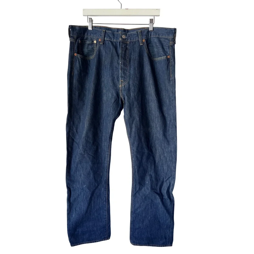 Levis 501 Original Fit Mens Jeans 38x32 Dark Wash Indigo Straight Leg Button Fly